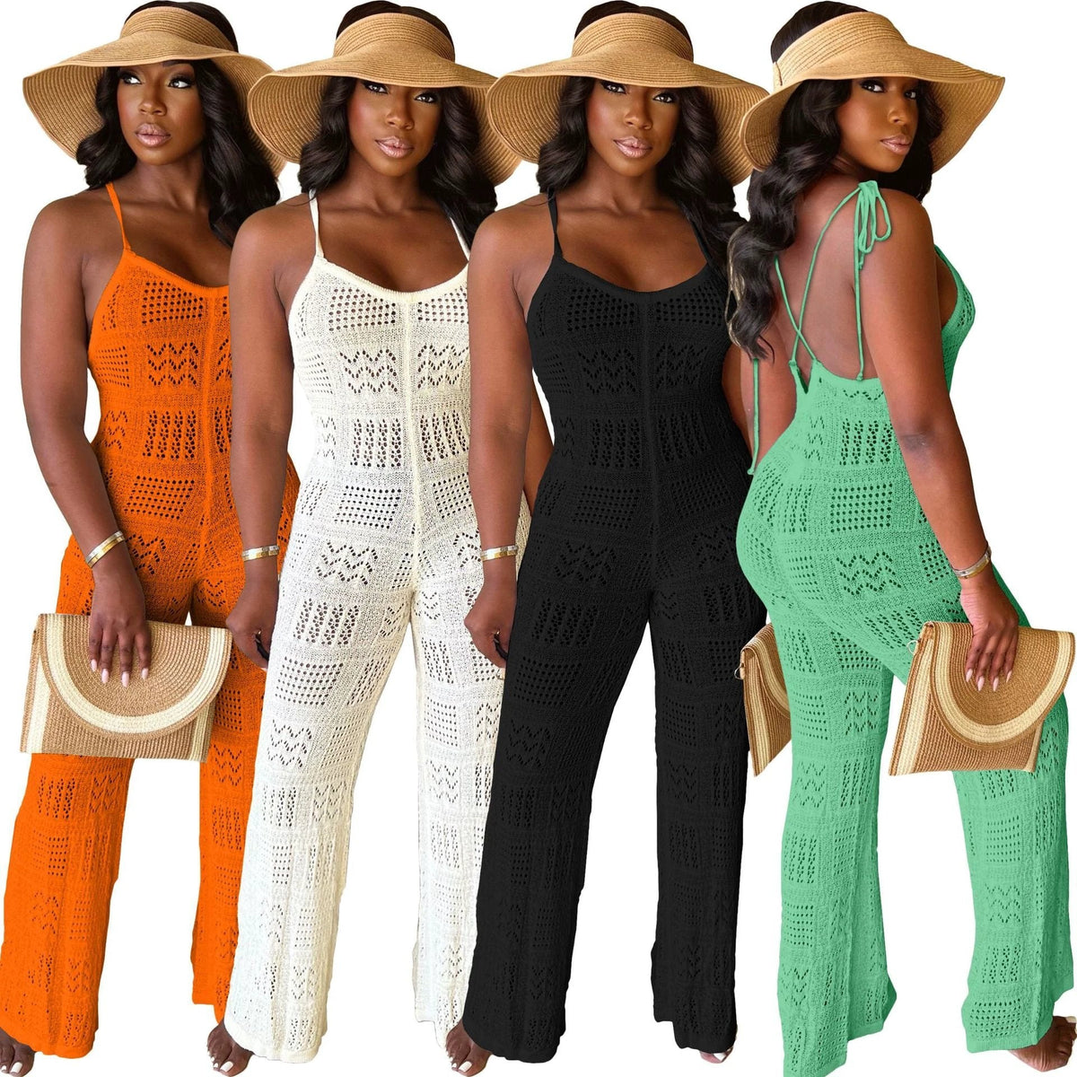 The Coastal Social Openwork Knit Jumpsuit
