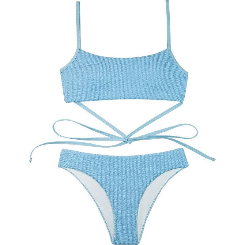Criss-Cross Wrap Bikini Set – Ribbed Two-Piece Swimsuit