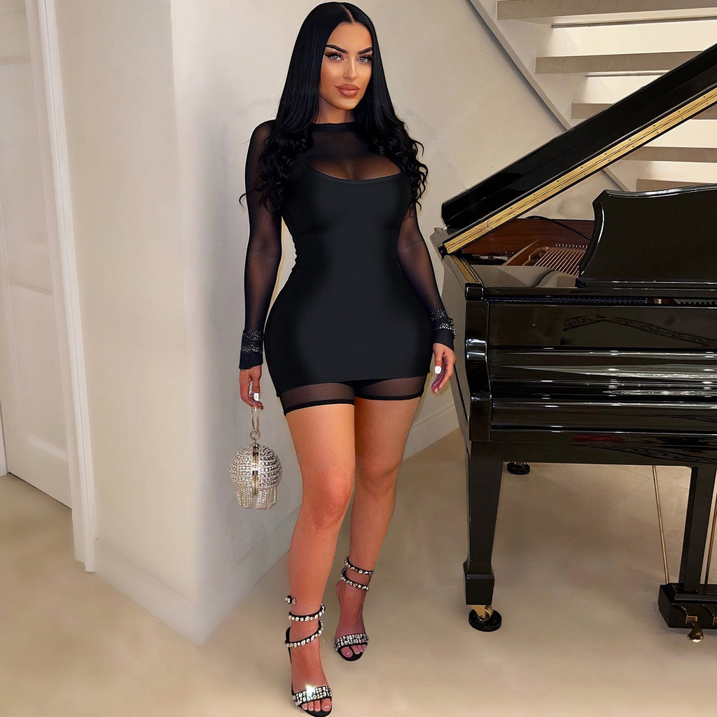 The Neon Nights Reflective Mesh Dress Set