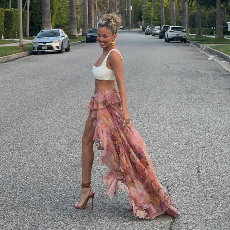 The Garden Muse High-Low Ruffle Skirt