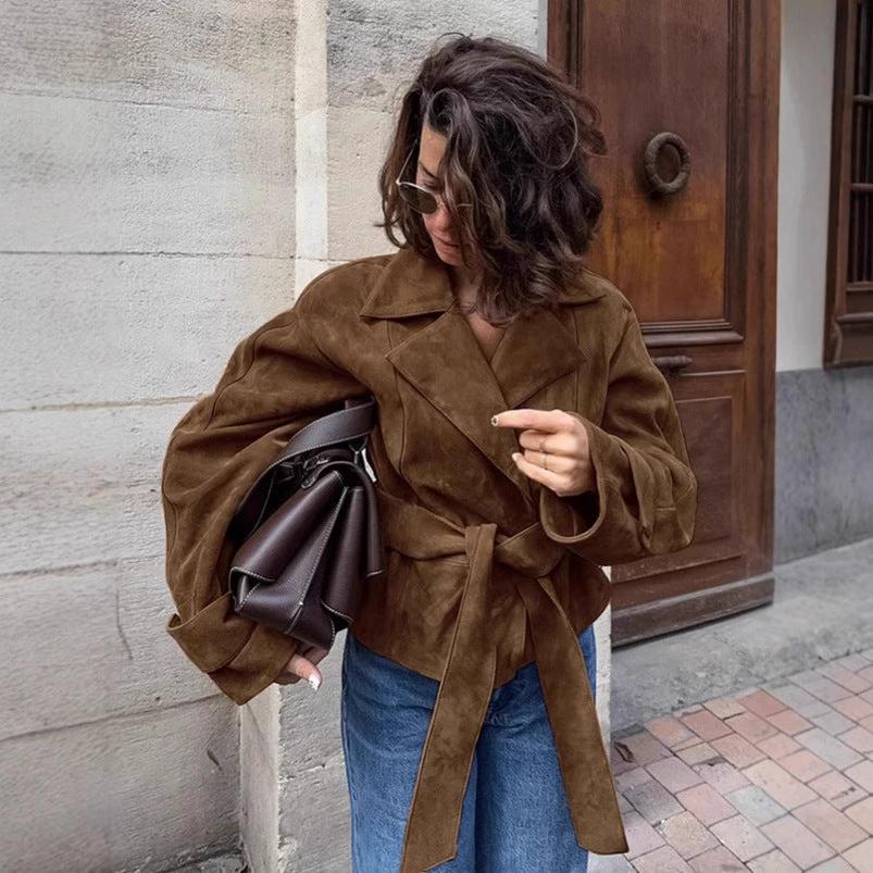 The Café Muse Suede-Look Wrap Jacket