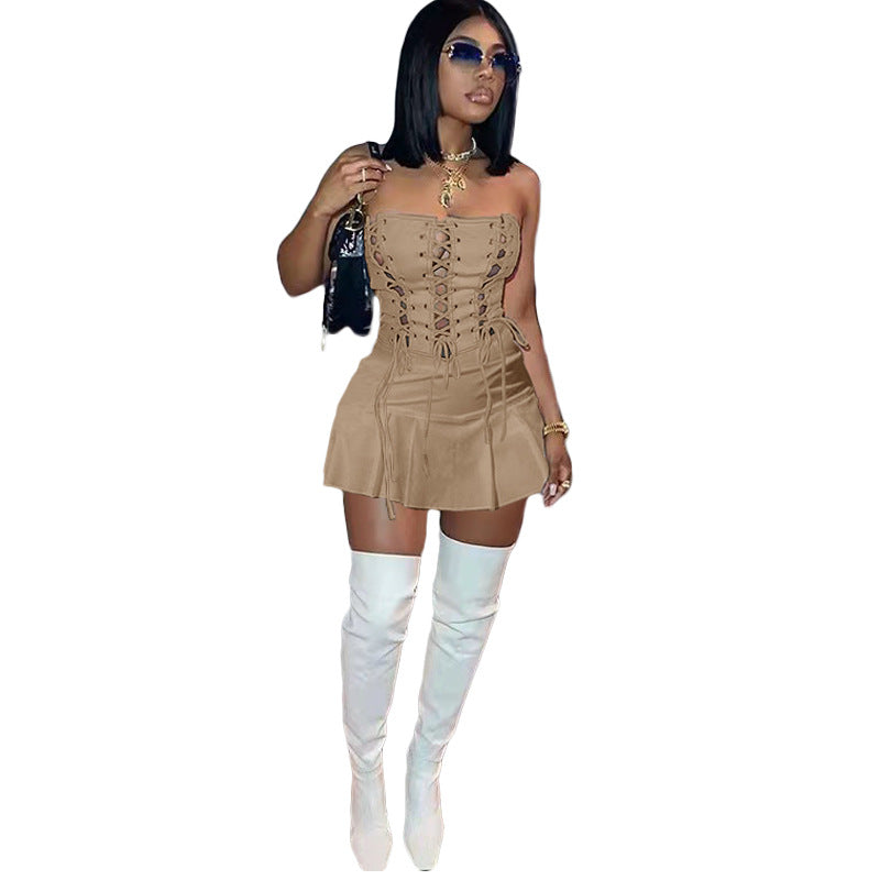 The Crisscross Eyelet Cutout Mini Dress