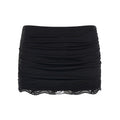 Lace Trim Ruched Low-Rise Bodycon Mini Skirt