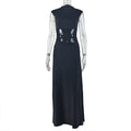 Mock Neck Sheer Mesh Waist Panel Bodycon Maxi Dress