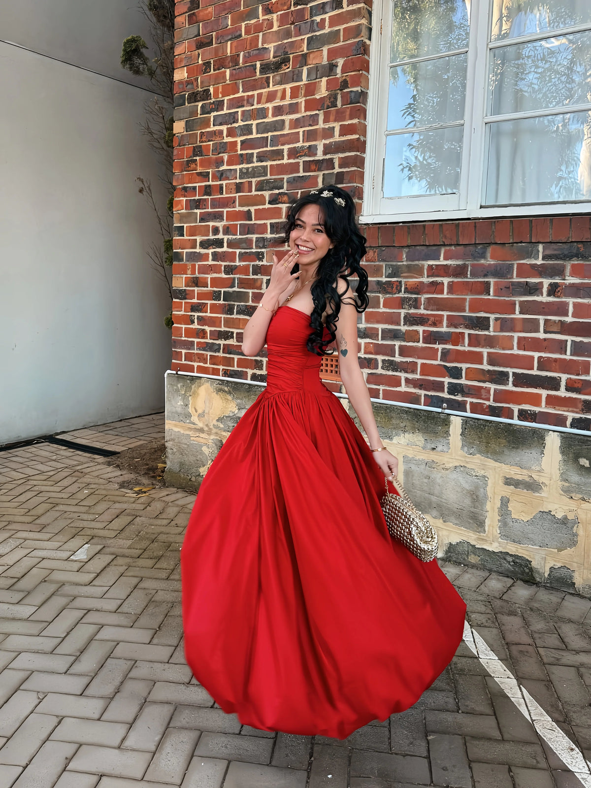The Amalfi Muse Strapless Slit Midi Dress