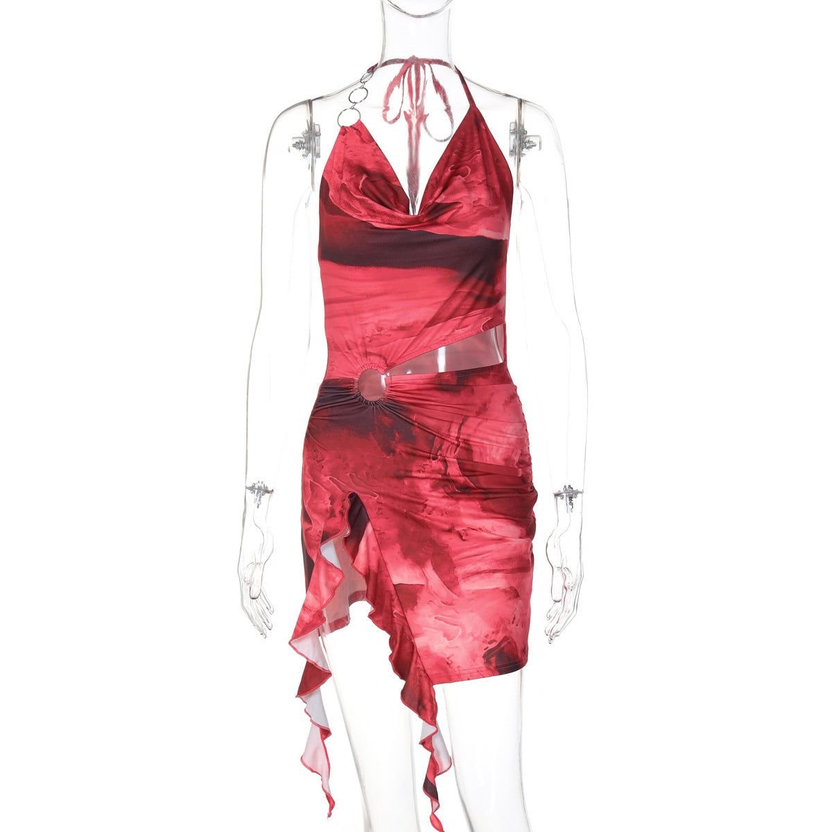 Painted Girl Mesh Halter & Ruffle Skirt Set