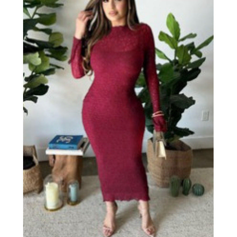 Lace Affair Floral Lace Long Sleeve Mock Neck Bodycon Midi Dress