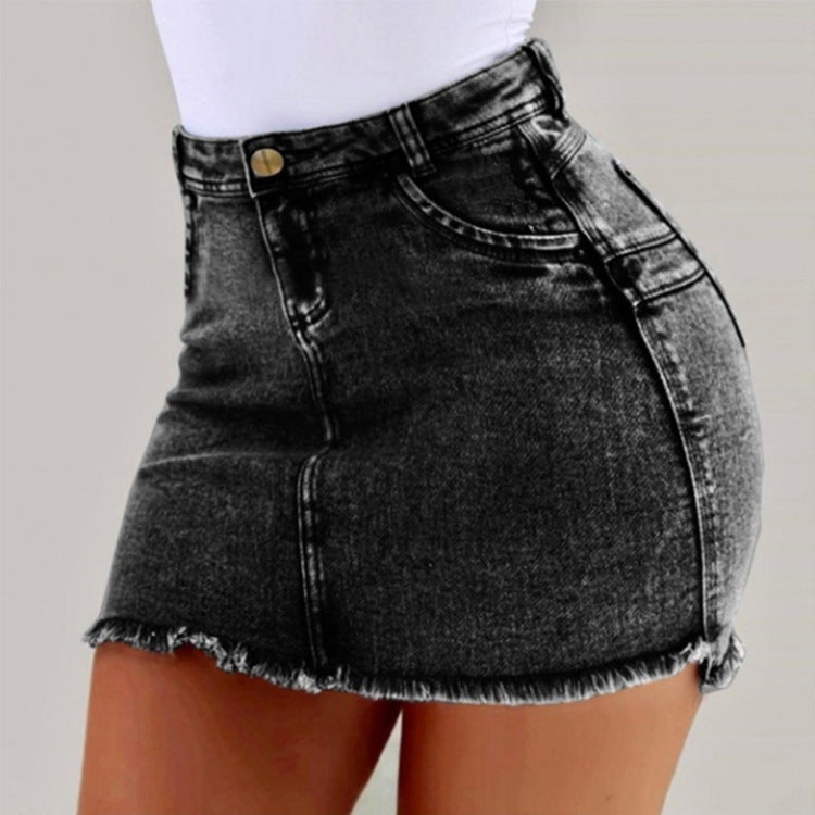 Raw Hem Acid Wash High Waist Ripped Denim Shorts