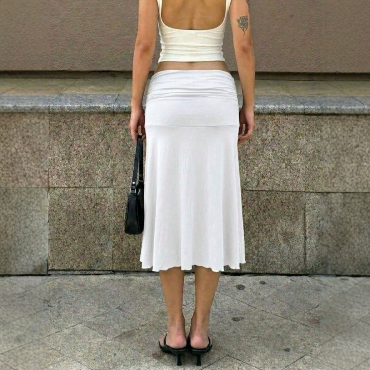 The Pearl Poise Fishtail Midi Skirt