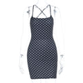 Polka Dot Spaghetti Strap Lace-Up Back Bodycon Mini Dress