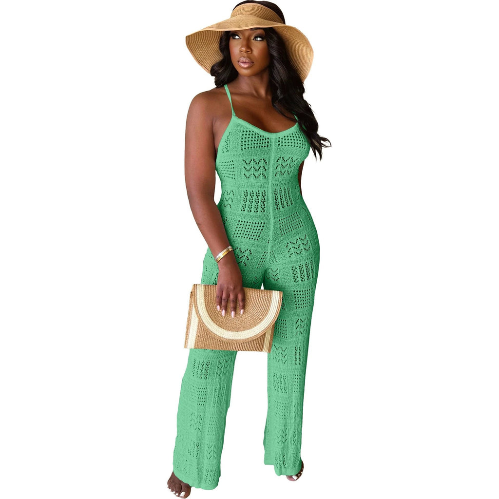 The Coastal Social Openwork Knit Jumpsuit