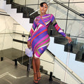 Paint the Town Multicolour Diagonal Stripe Bodycon Midi Dress