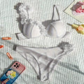 White 3D Floral Petal Underwire Push-Up Bikini Set | Spaghetti Straps, Low-Rise Cheeky Bottoms & Bridal-Adjacent Resort Luxe