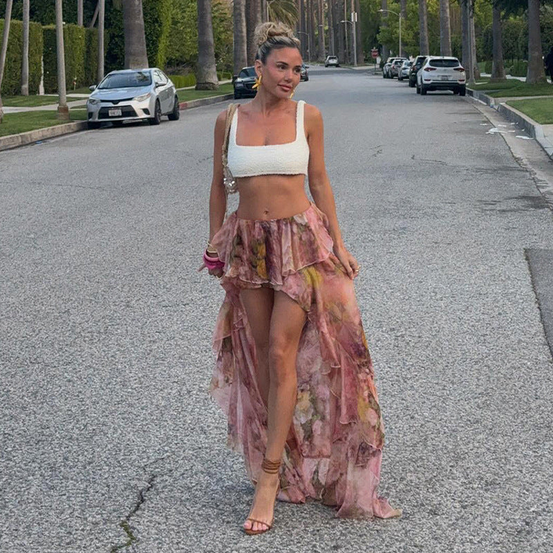 The Garden Muse High-Low Ruffle Skirt