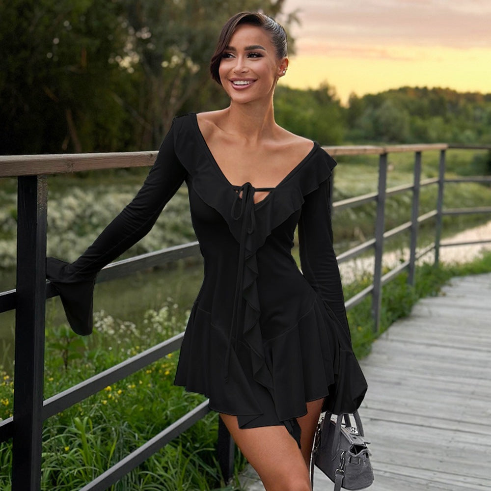 The Ruffle Romance Bell-Sleeve Mini Dress