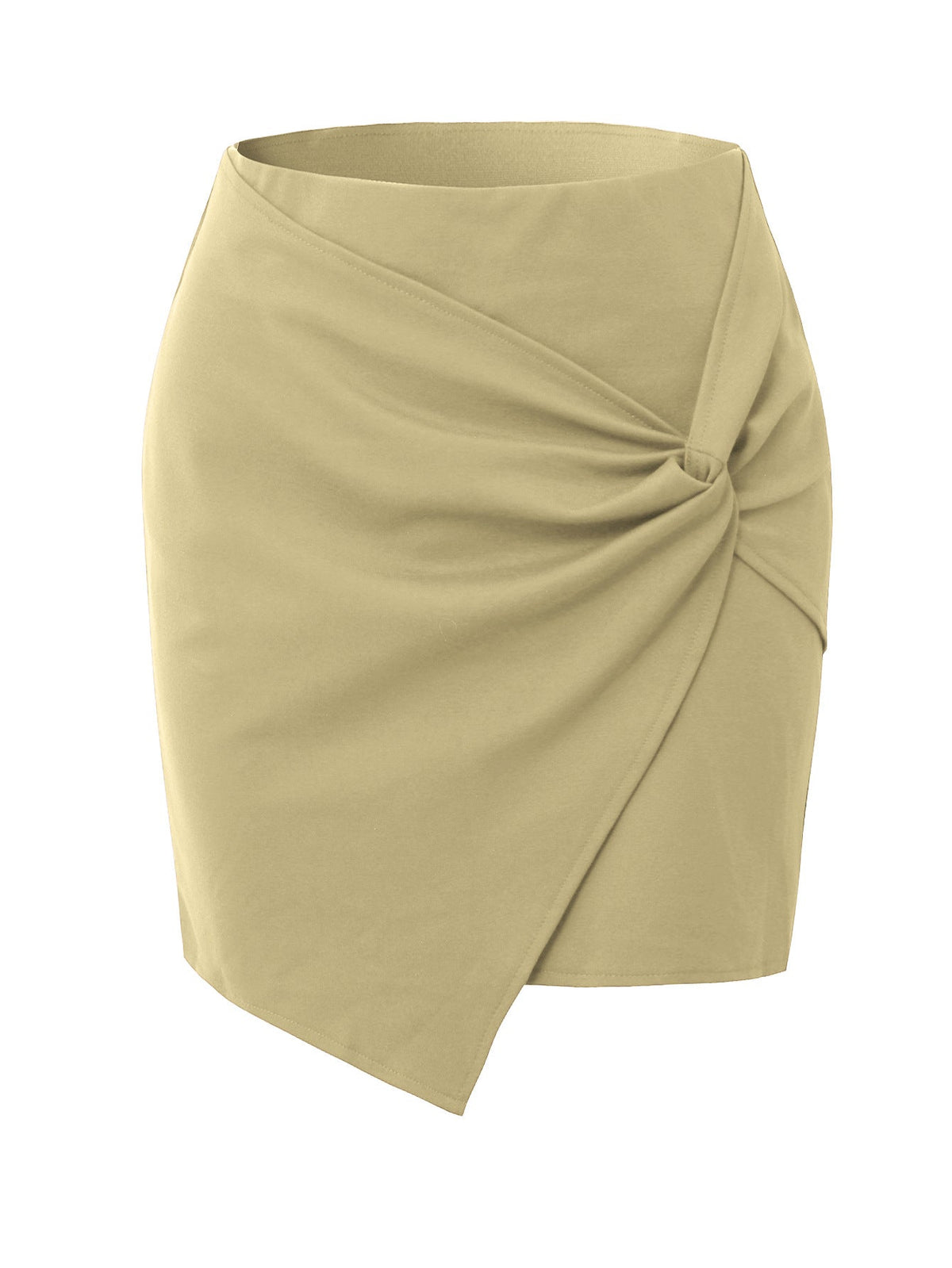 Wrap Front Asymmetric Hem High-Waist Pencil Mini Skirt