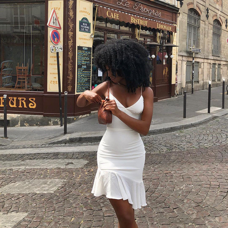 The Ruffled V-Neck Bodycon Mini Dress