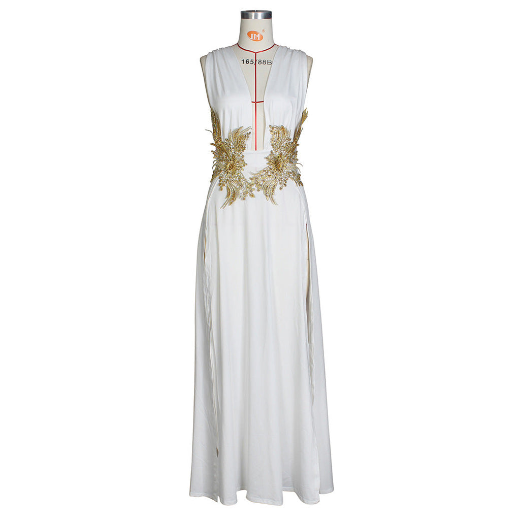 The Grand Entrance Deep V Slit Maxi Dress