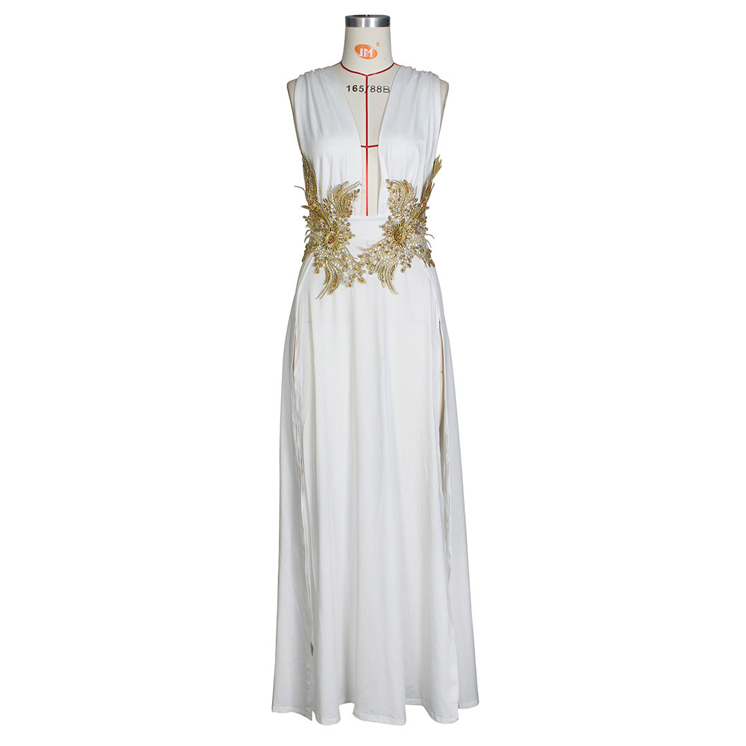 The Grand Entrance Deep V Slit Maxi Dress
