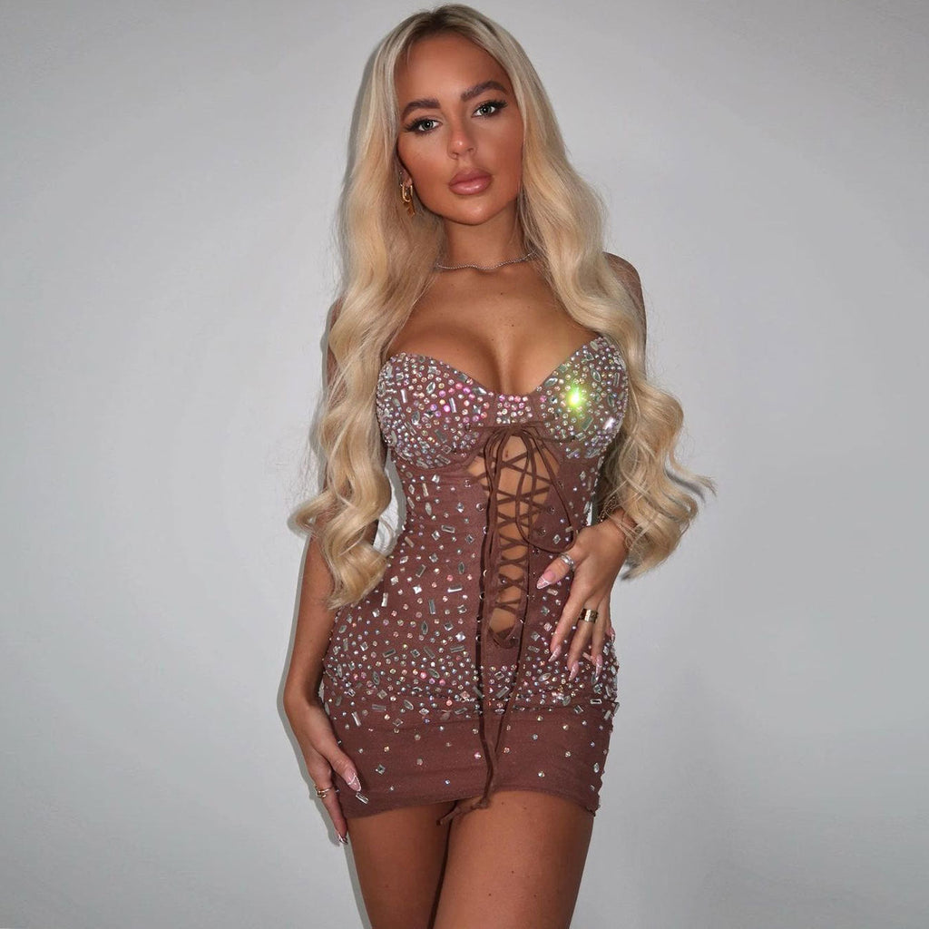 The Diamond Tie Rhinestone Bodycon Dress