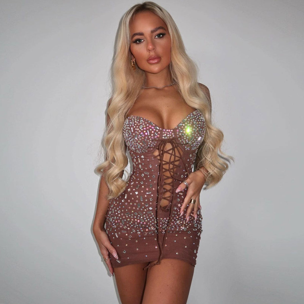 The Diamond Tie Rhinestone Bodycon Dress