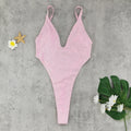 Pink Rhinestone One-Piece Thong Swimsuit