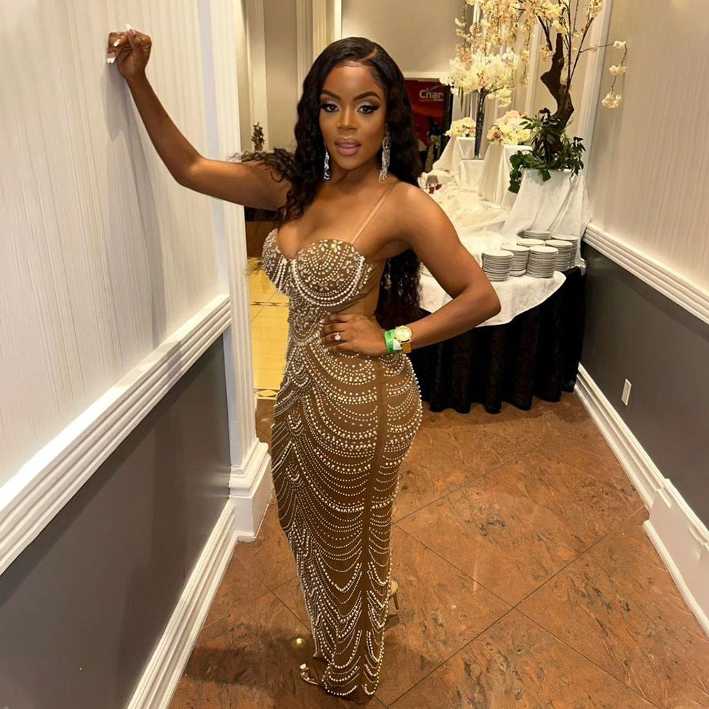 The Red Carpet Rhinestone Ball Maxi Dress