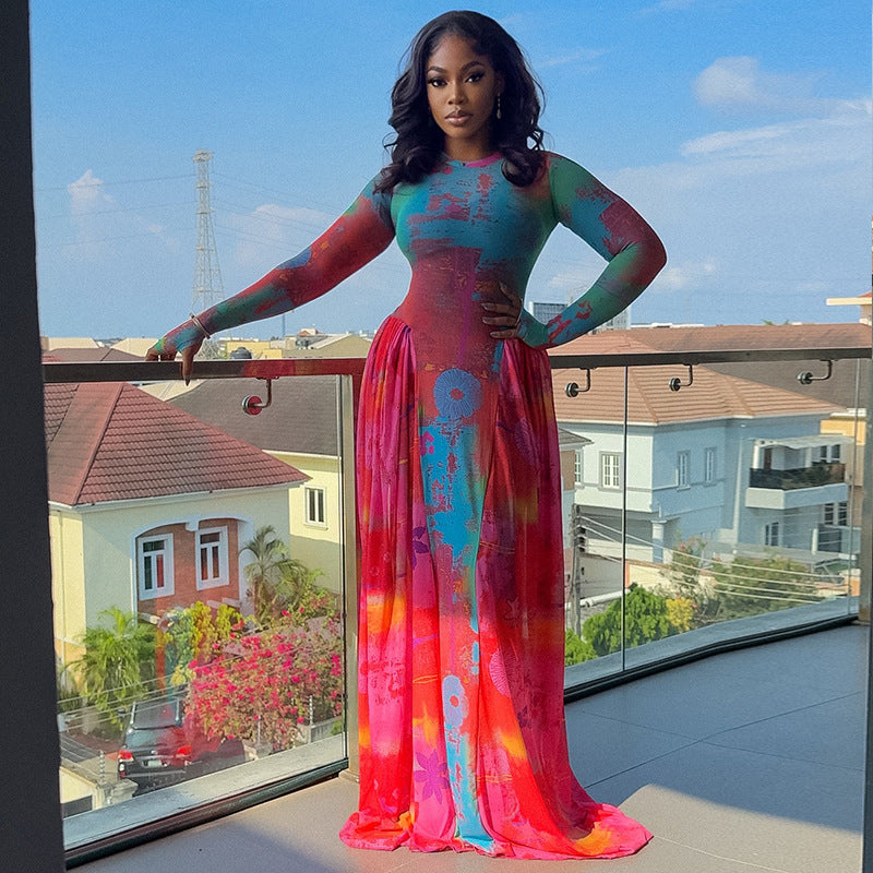 Living in Color Abstract Print Maxi Dress