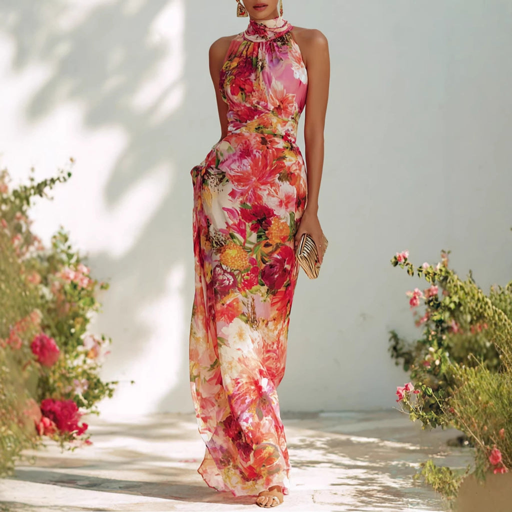 The Garden Gala Floral Halter Maxi Dress