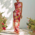 The Garden Gala Floral Halter Maxi Dress