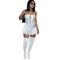 The Crisscross Eyelet Cutout Mini Dress