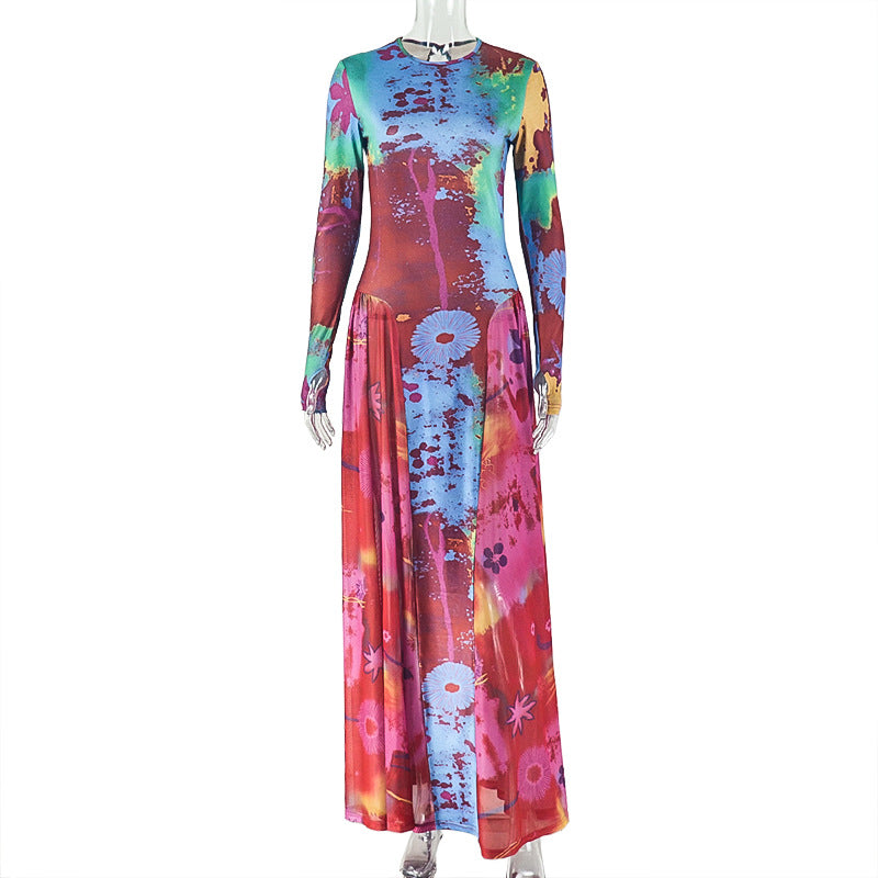Living in Color Abstract Print Maxi Dress