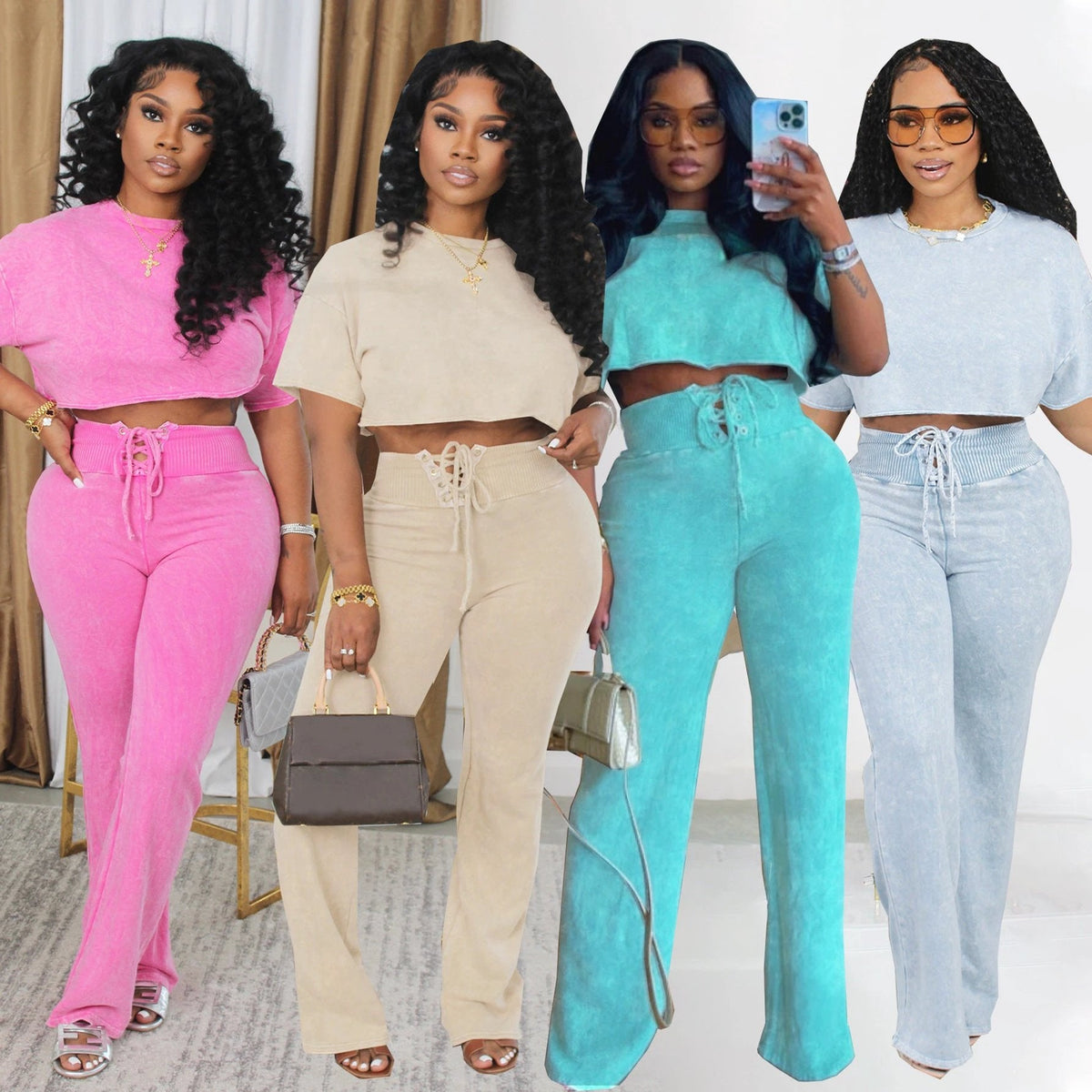 The Leisure Poise Crop Top & Lace-Up Pants Set