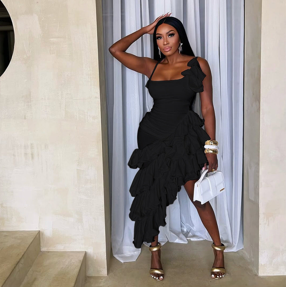 The Ruffle Rendezvous Asymmetric Dress