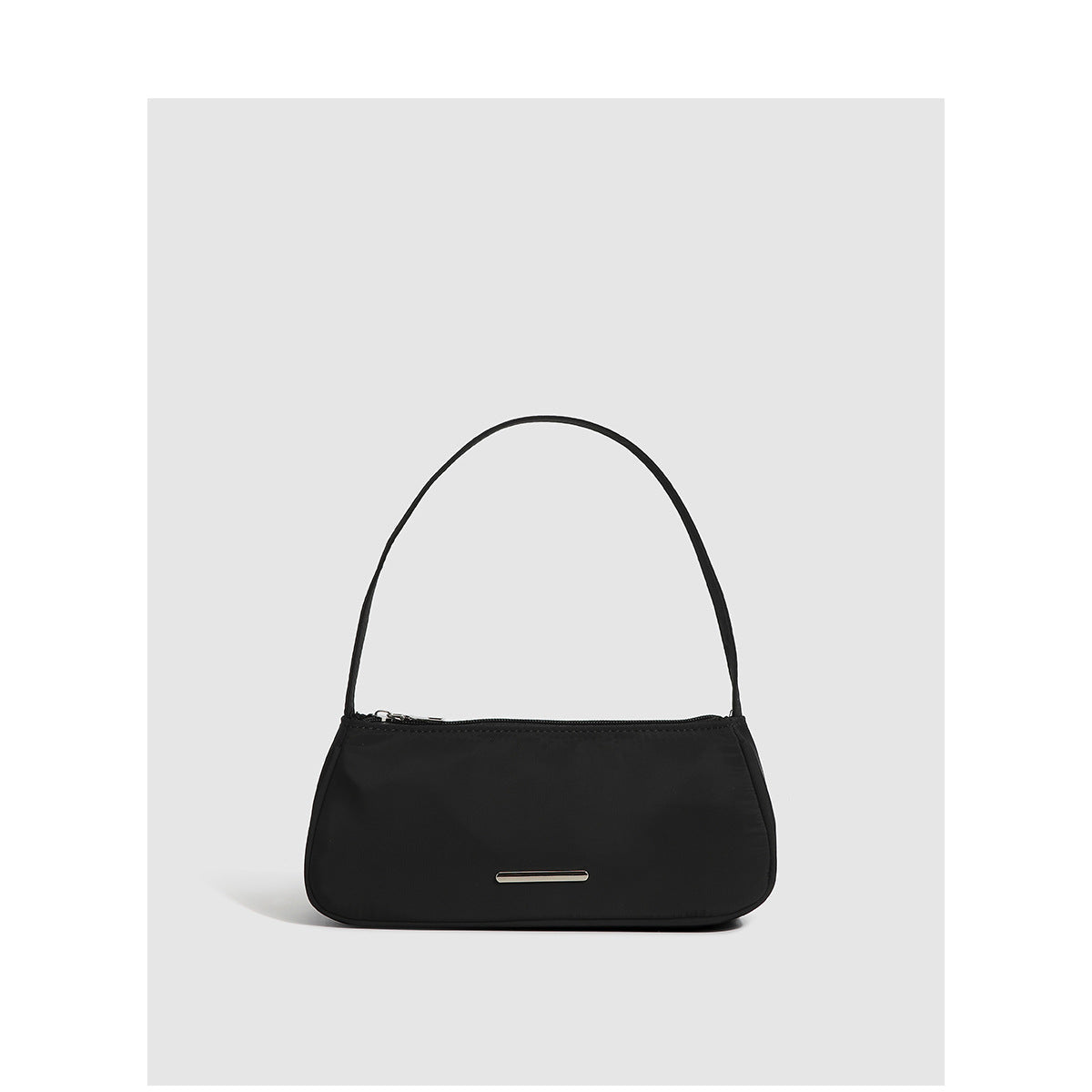 Nylon Mini Baguette Shoulder Bag | Silver Bar Hardware
