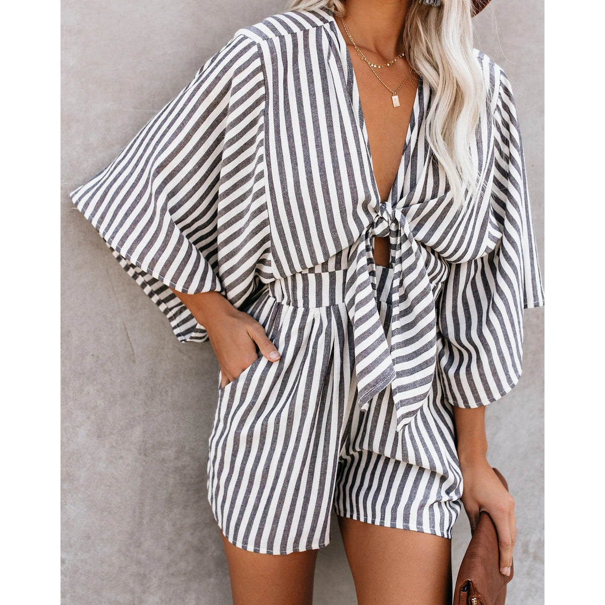 The Getaway Tie-Front Romper