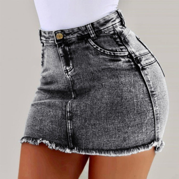 Raw Hem Acid Wash High Waist Ripped Denim Shorts