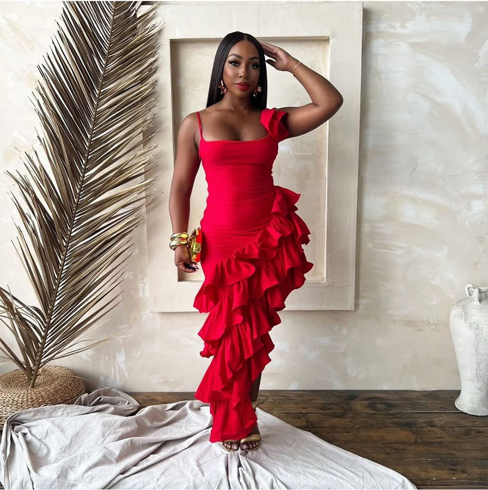 The Ruffle Rendezvous Asymmetric Dress