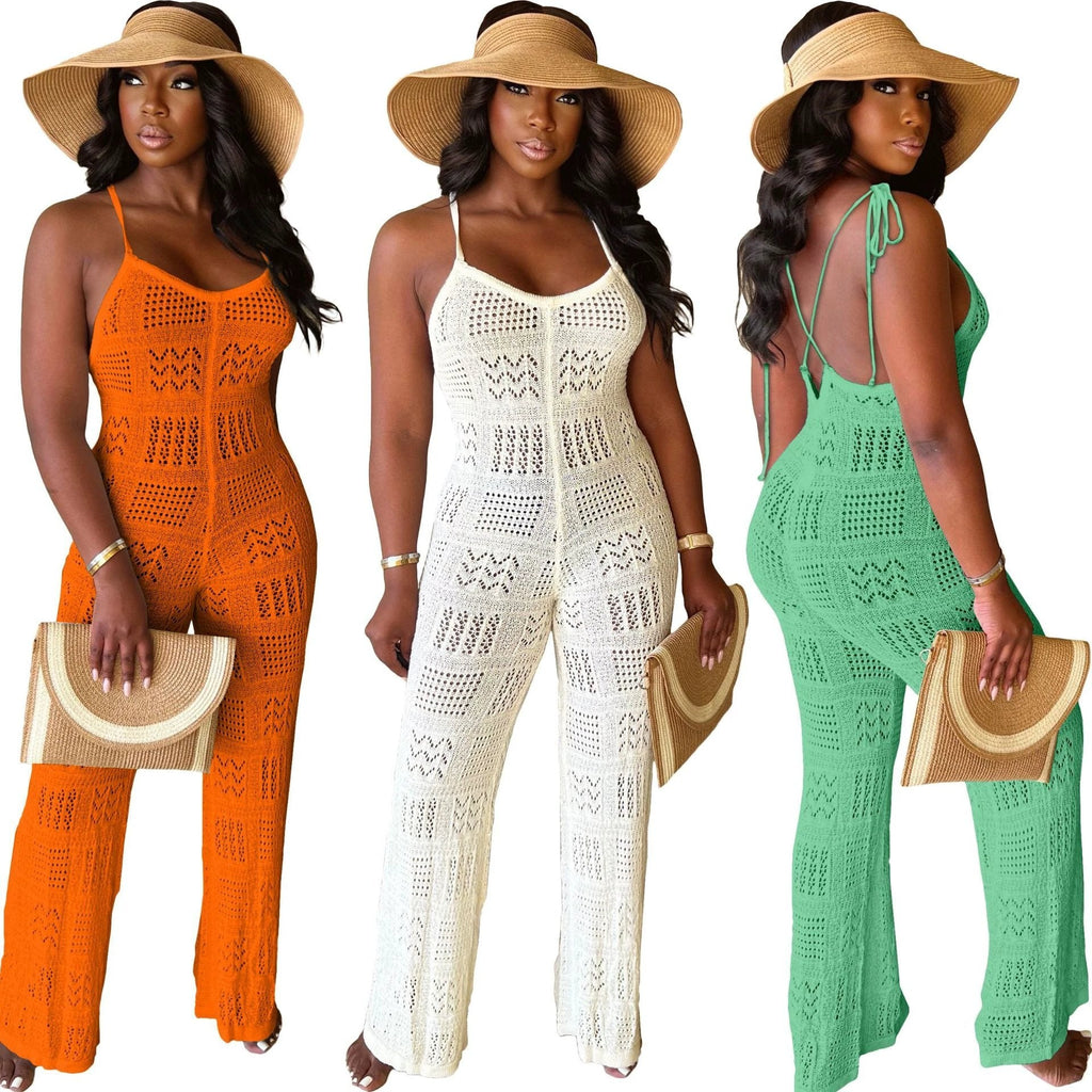 The Coastal Social Openwork Knit Jumpsuit