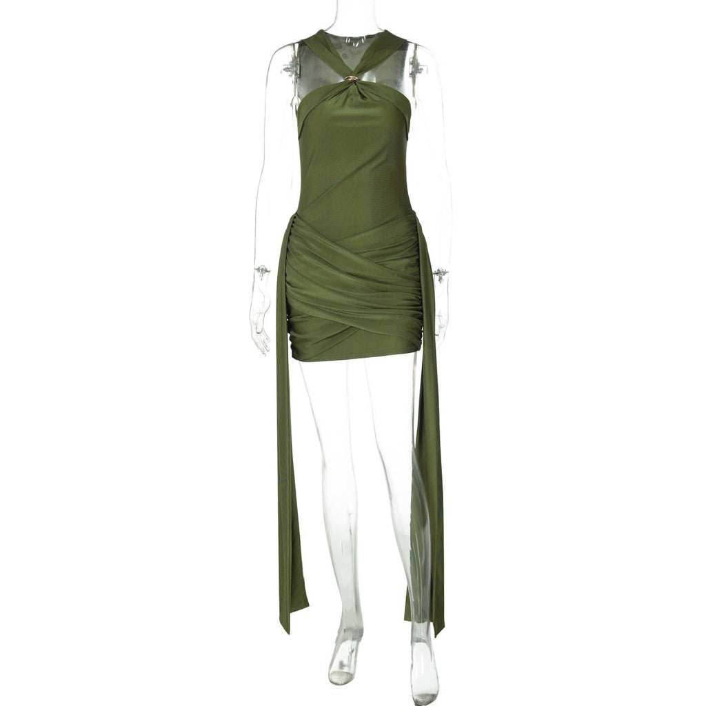 The Afterparty Allure Ring Halter Mini Dress