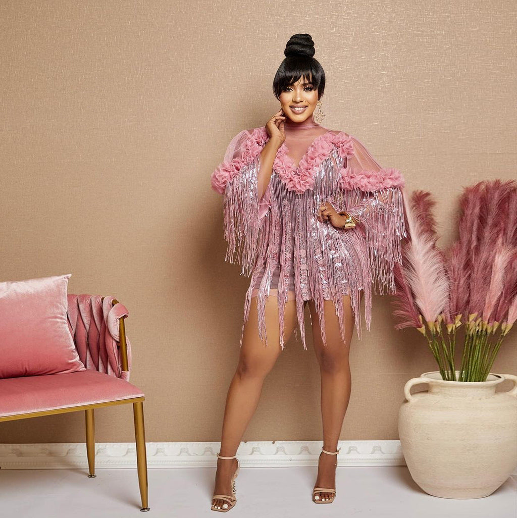She’s That Girl Sequin Fringe Mini Dress