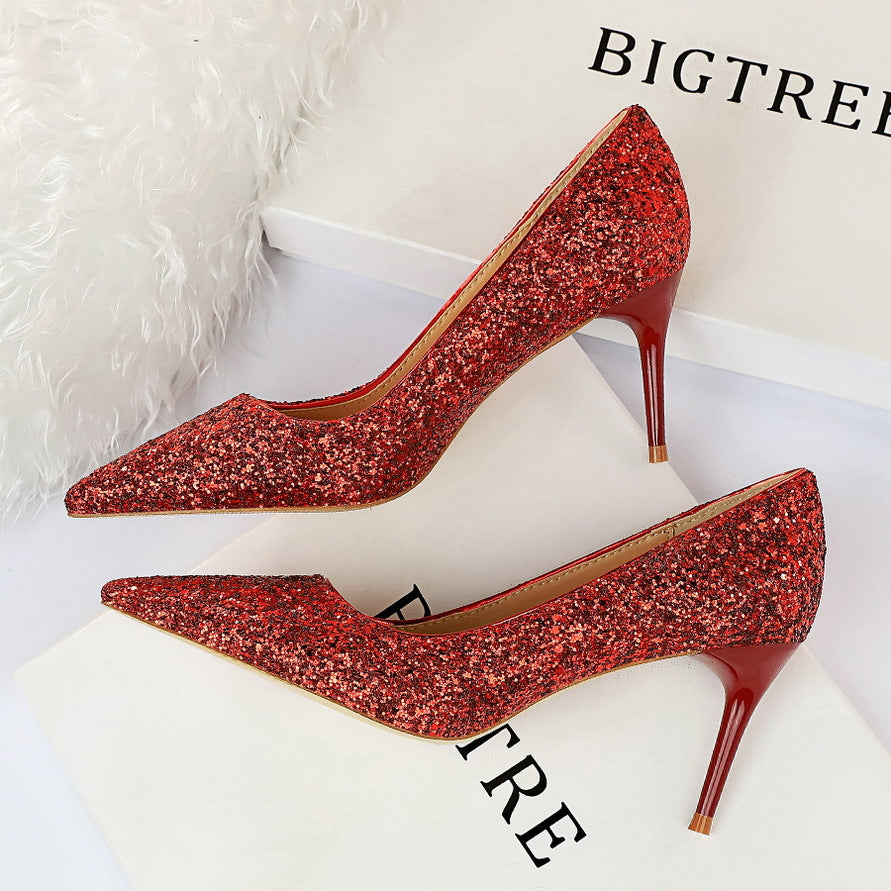 Glitter Sequin Pointed-Toe Stiletto Pump | 7cm Slim Heel & Going-Out Luxe