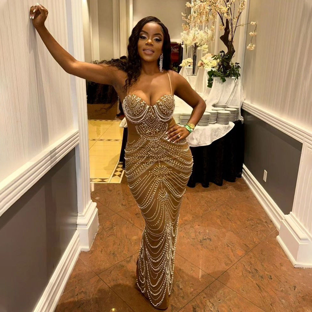 The Red Carpet Rhinestone Ball Maxi Dress