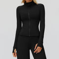Slim-Fit Full-Zip Stand Collar Athletic Jacket with Thumbhole Cuffs