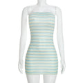 Multicolour Stripe Strapless Bandeau Bodycon Micro Mini Dress