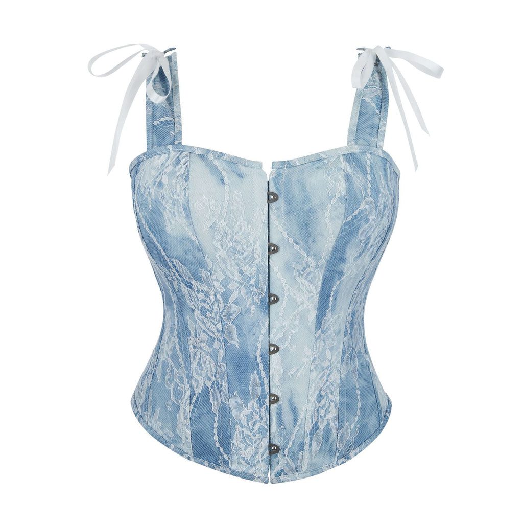 Floral Lace Boned Sweetheart Corset Top