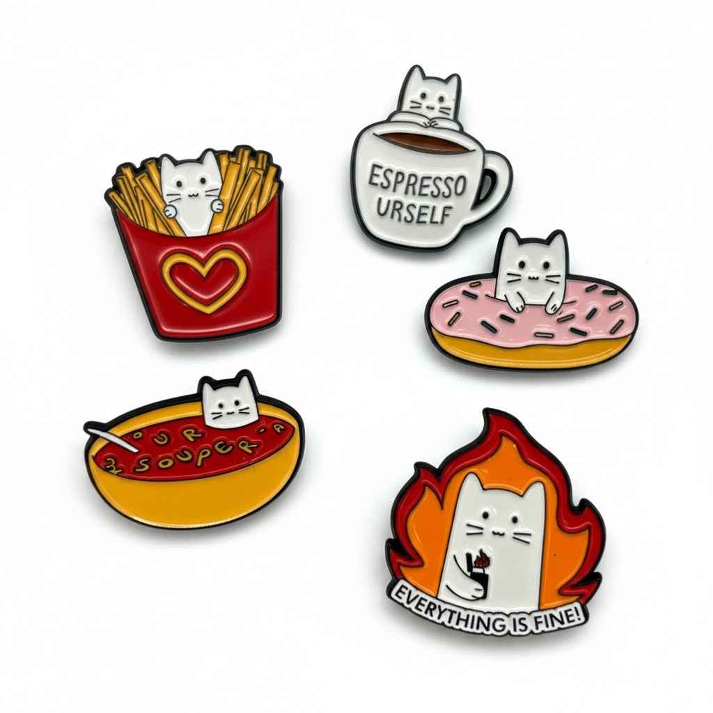 Catitude Club Enamel Pin Set – 5 Pieces