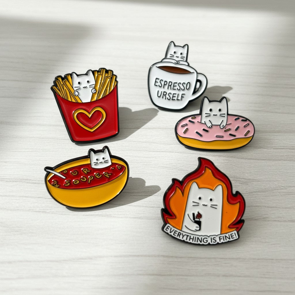 Catitude Club Enamel Pin Set – 5 Pieces