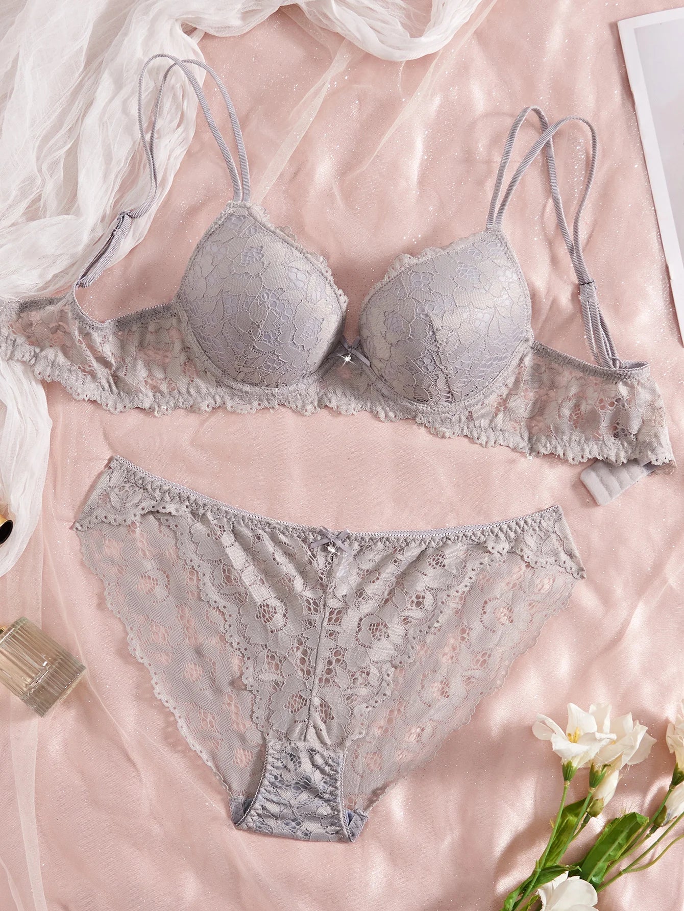 6-Piece Floral Lace Push-Up Bra & Brief Set