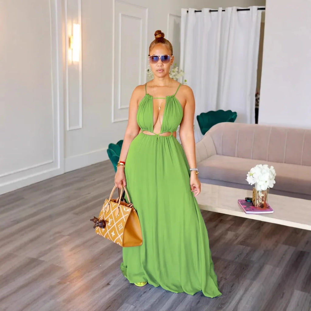 The Lace-Up Drawstring Sleeveless Maxi Dress